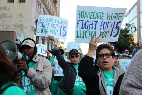 In 2015, homecare workers across the state joined thousands of fast-food employees, adjunct professors, custodians, and other underpaid workers in the nationwide Fight for $15.