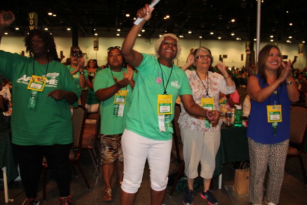 UDW delegates including LaTanya Cline (middle) from San Diego and UDW President Editha Adams (right)